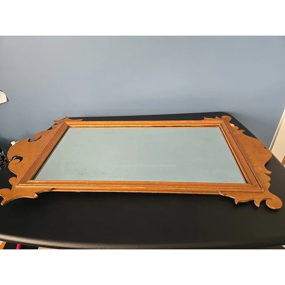 Antique Vintage Maple Chippendale‎ Glass Mirror
